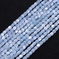 110pcs/strip 3mm Cylinder Shape Bead Natural Mother Of Pearl Shell Beads Blue Loose Spacer Beaded For Jewelry Making DIY Craft