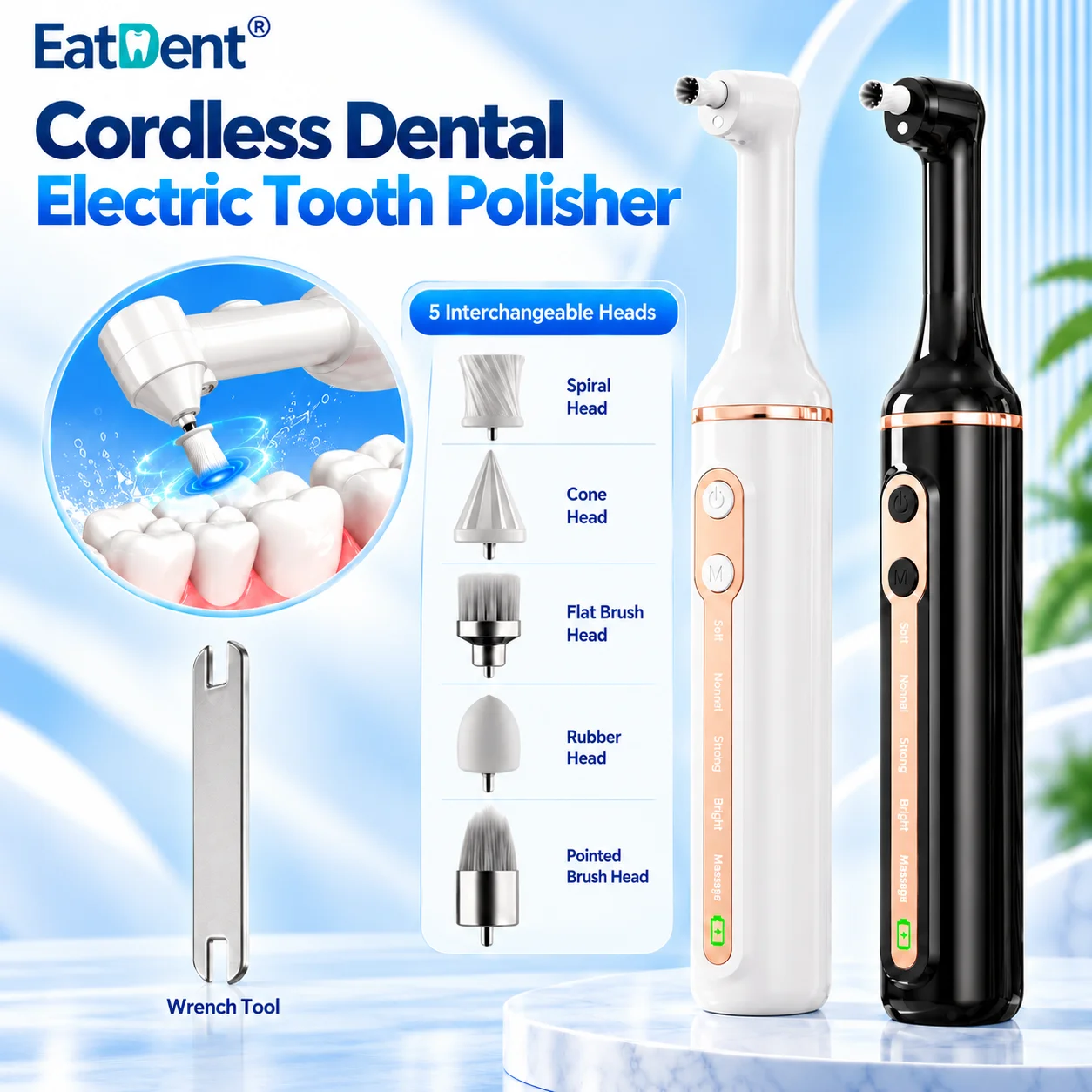 Dental Electric Tooth Polisher Set Electric Teeth Whitening/Lightening Tool Set 5PCS Polish Heads And Modes Dental Cleaning Tool