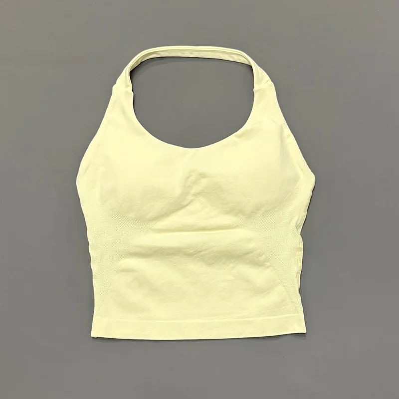 HISTELLO Impact Halter Top Seamless Longline Strappy Gym Tank Top Women Yoga Clothing Workout Fitness Sportswear Pilates Vest image 3