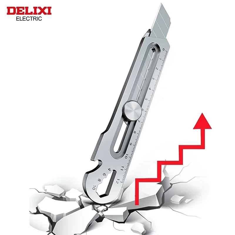 DELIXI ELECTRIC Utility Knife,SK5 Steel Blade Retractable ，Sharp  Cut Paper, Fabric, Film, Foam Board, Wood, Rubber, Plastic