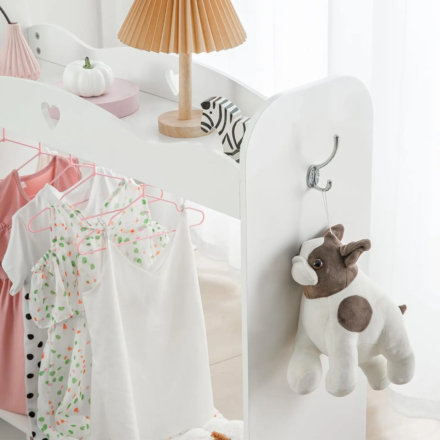 خزانة ملابس من Armoire مع مرآة، خزانة ملابس معلقة مفتوحة مع رف ملابس، خزانة تخزين أزياء الأطفال الصغار، خزانة تخزين أزياء الأطفال