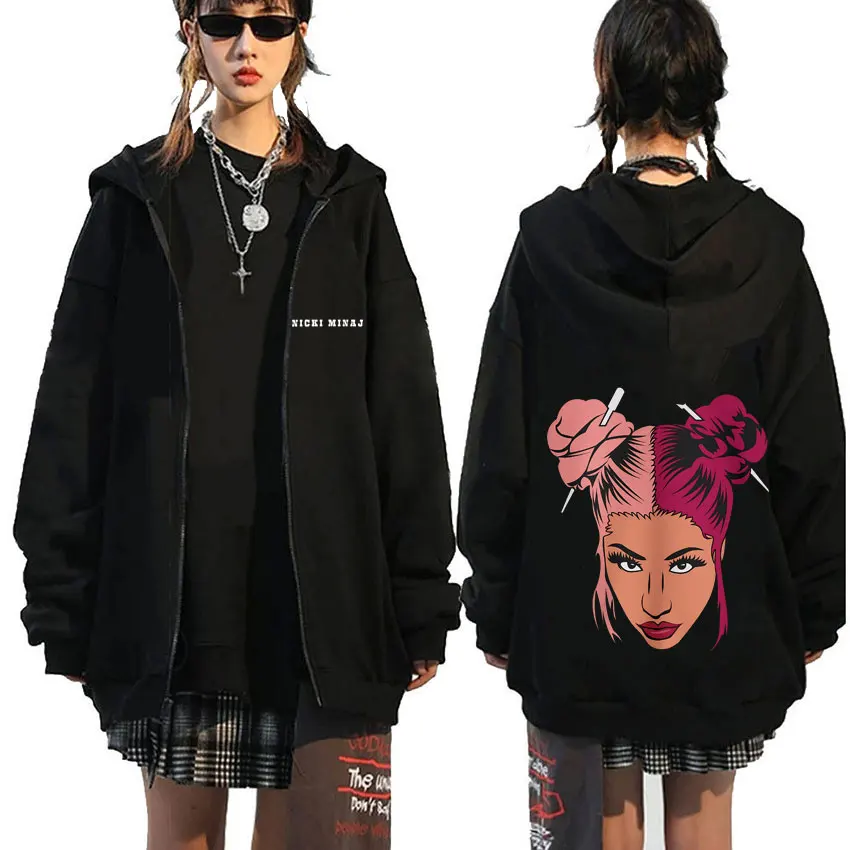 

Nicki Minaj Red Ruby Da Sleeze Graphic Zipper Hoodie Men's Fashion Hip Hop Rap Zip Up Jacket Men Women Causal Oversized Hoodies