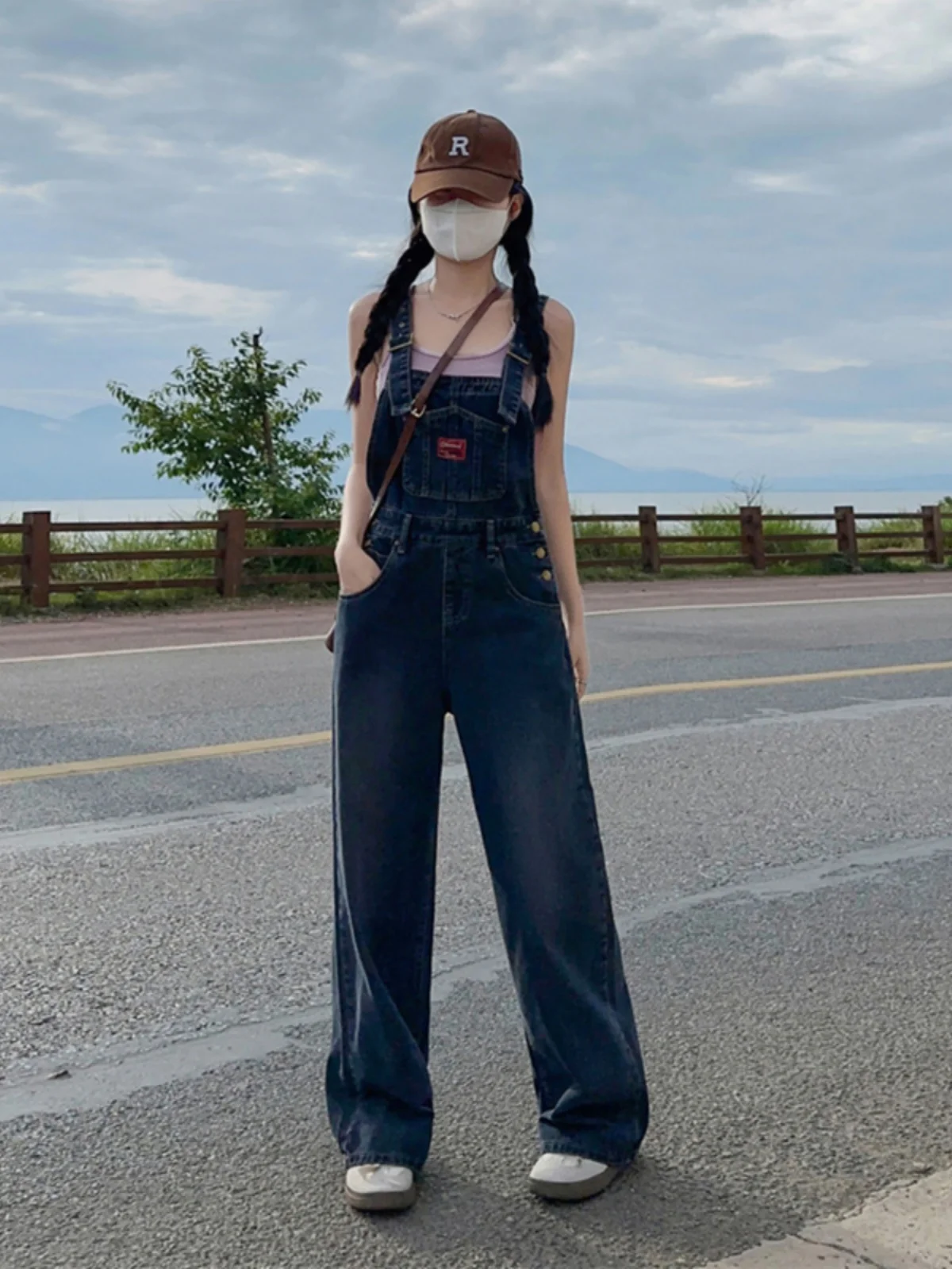 Salopette en Denim rétro américain pour femmes, pantalon une pièce ample, petite taille, réduction de l'âge, taille haute, Slim, droit, printemps été