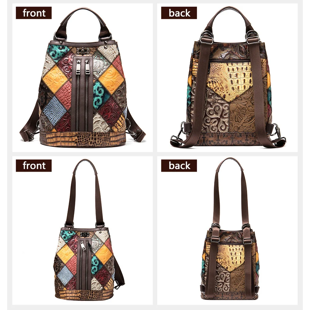 Imagem -03 - Westal Estilo Único Mulher de Couro Mochila Retalhos Moda Bagpack Bolsa de Viagem Uso Diário Senhora Bolsas Bolsa Designer Feminino