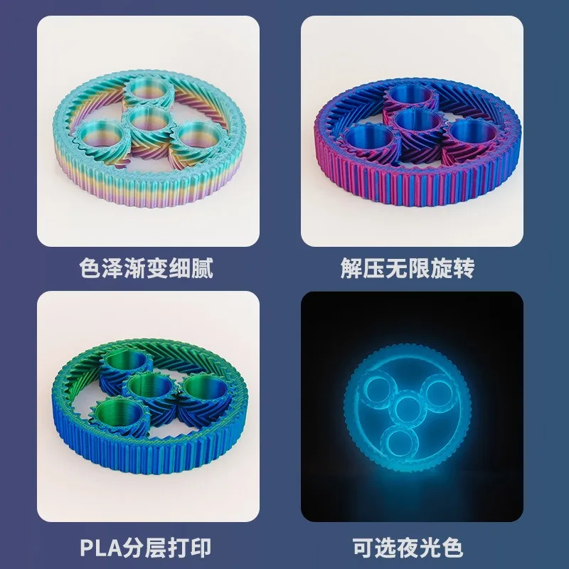Cross-border hot-selling 3D printing decompression spiral star ring toy explosion universal fingertip gyro silky rotation cool