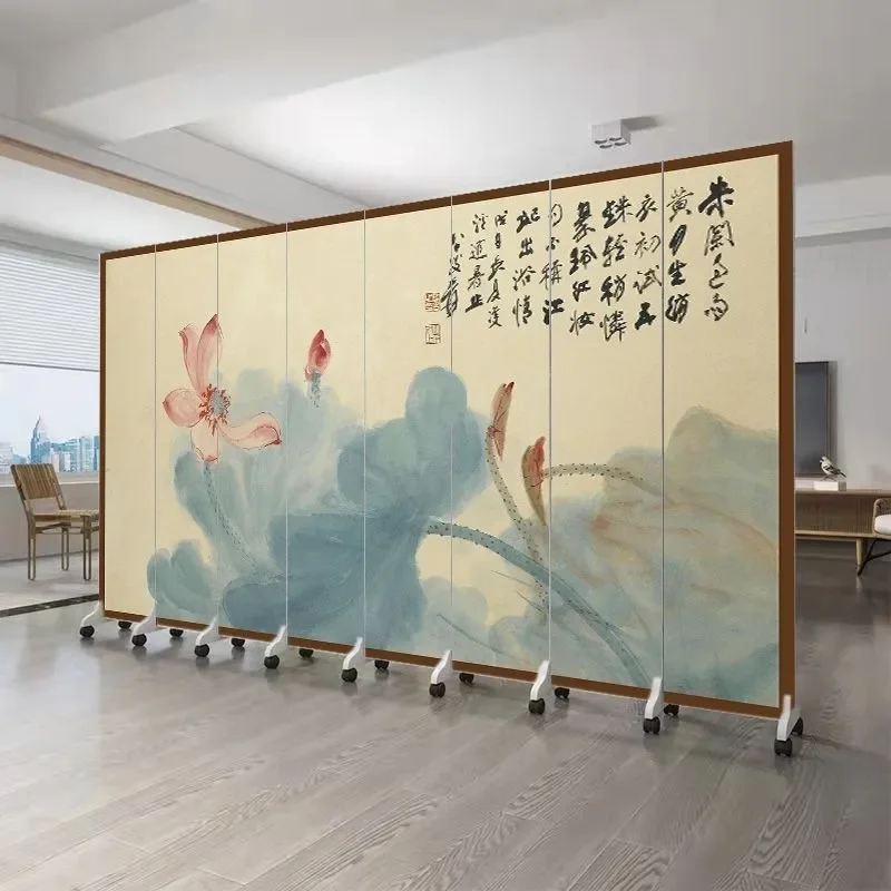 Portable Folding Room Divider Screen Chinese Style Partition for Living Room Office Hotel Tea House Beauty Salon Decor