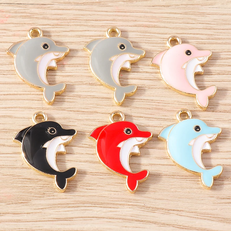 10pcs Cute Animal Charms Alloy Enamel Cat Owl Giraffe Dolphin Charms Pendant for Jewelry Making DIY Earrings Necklace Craft Gift