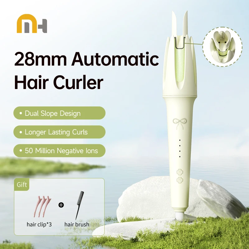 Automatic Hair Curler 28mm Negative Ions Electric Ceramic Curling Hair Stick Rotating Curl Waves Anti-Tangle Curling Iron Styler