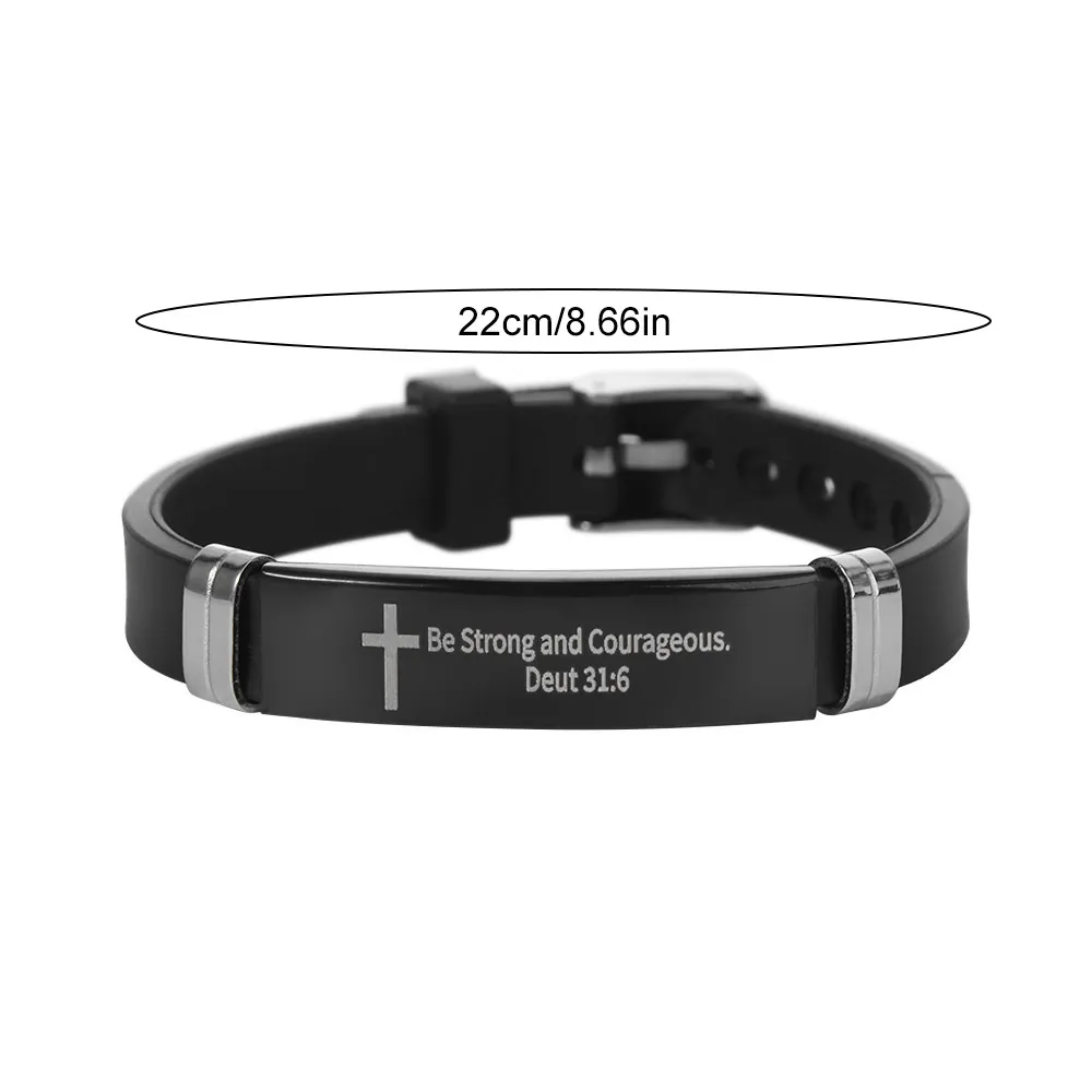 Cross Design Inspirational Quote Bracelets Silicone Material Bible Verse Family Friendship Bracelet ID Wristband