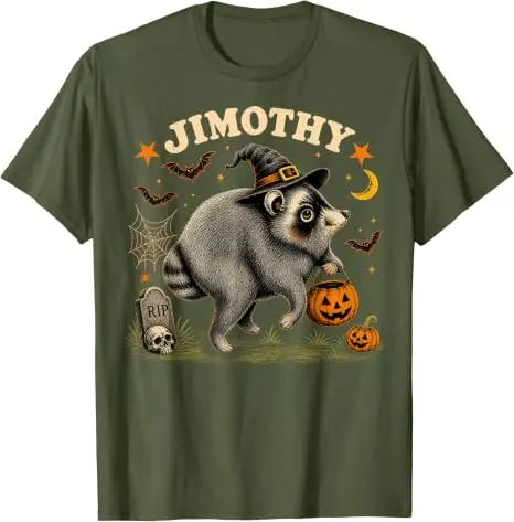 Jimothy Seattle Raccoon Halloween-Shirt, lustiges Tier-Meme-T-Shirt, Y2k Spooky Season, Trick or Treat Nights Wizard Jimothy Tees – Detail 10