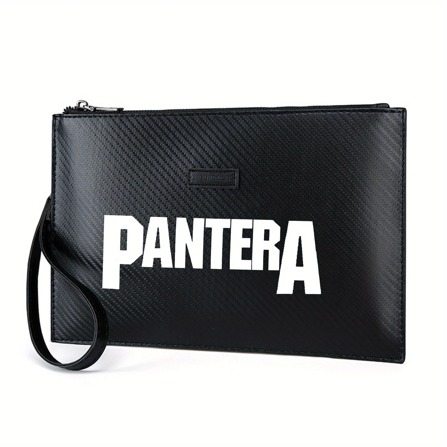 

Белые буквы с логотипом Pantera. Элегантная мужская сумка из искусственной кожи с принтом. Модная и практичная для повседневной носки.