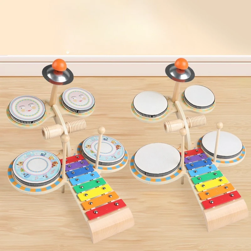 Wooden Music Toys For Babies Children's Multifunctional Music Knocking Table Early Education Kids Drum Set Music Toy Baby Gifts