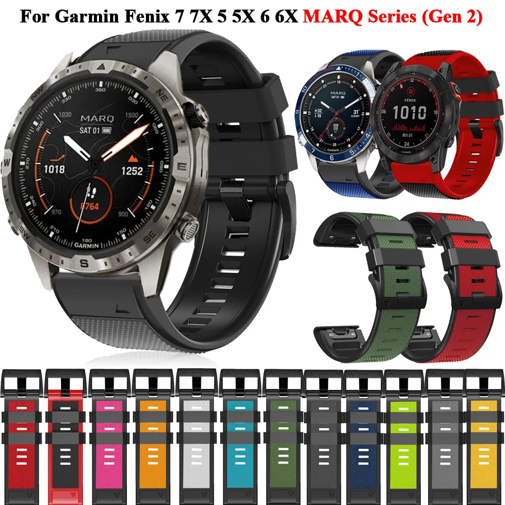 Correa For Garmin MARQ Athlete Adventurer Golfer Captain Aviator Epix Gen 2 Strap Quickfit 22mm 26mm Silicone Watchband Bracelet