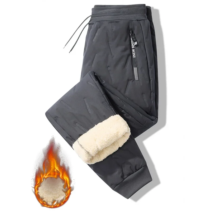 Thick Warm Sports Pants Men 2025 Casual Baggy Polyester Sport Trousers Men Plus Velvet Thickened Winter Warm Clothing Man Pants