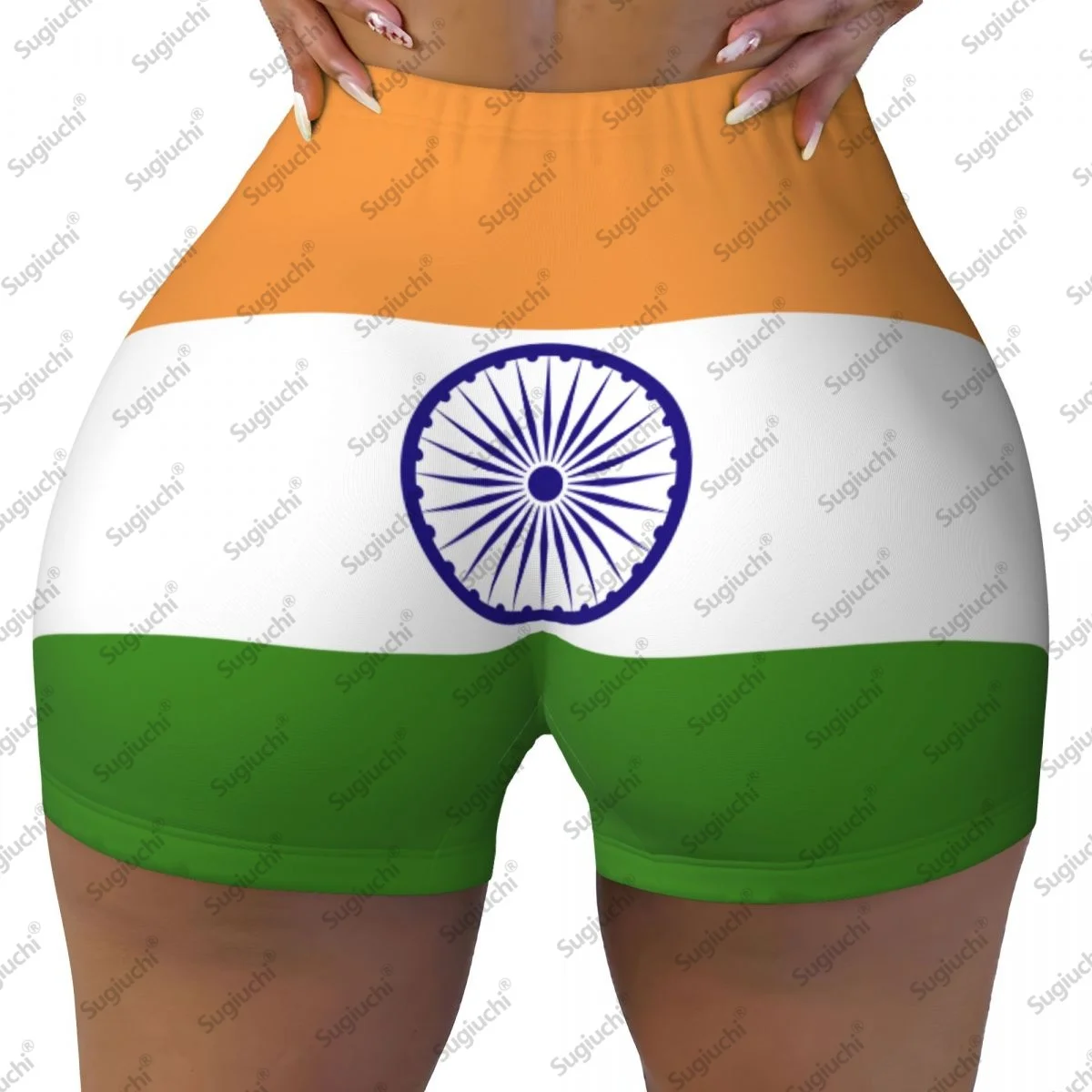 

2026 шорты для йоги с флагом Индии для женщин, шорты для тренировок, подтяжки ягодиц, с высокой талией, шорты для бега в тренажерном зале