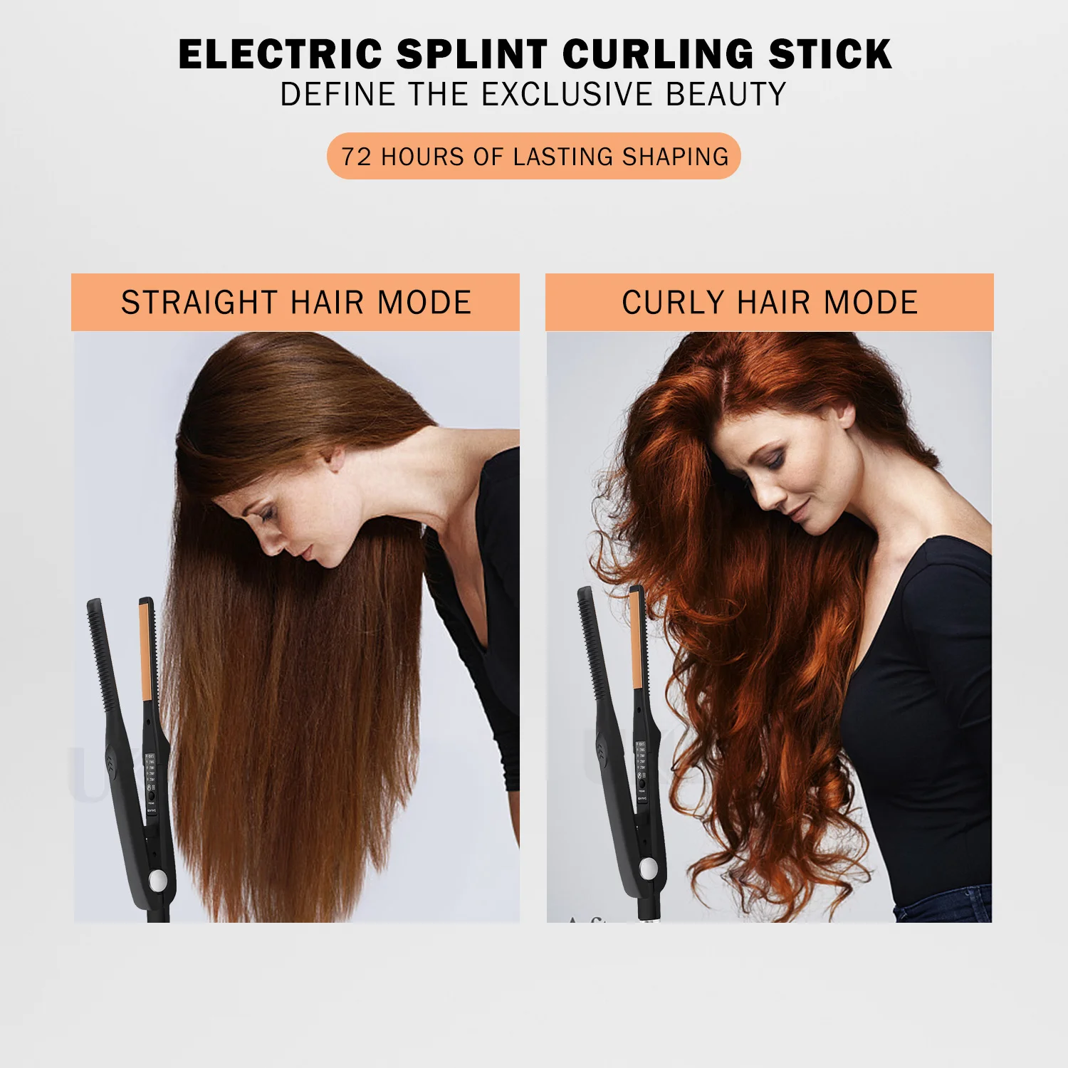 Portable Travel Two‑in‑1 Hair Dryer Brush Mini Straightener Curler Professional Ceramic Hair Styling Comb Multifunctional Hair Beard Straightening Tool for Men Women - view 3