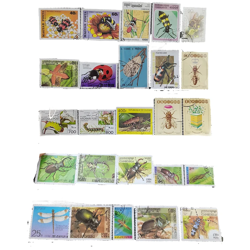 

50 PCS / Lot All Different Unused Topic Insects Postage Stamps