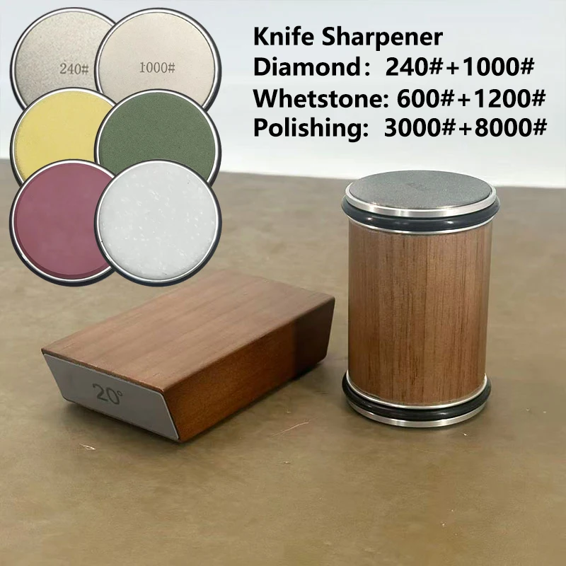 Rollende messenslijper Magnetische meshouder Diamantslijpsteenset met 15 en 20 graden hoekrol Keukenaccessoire