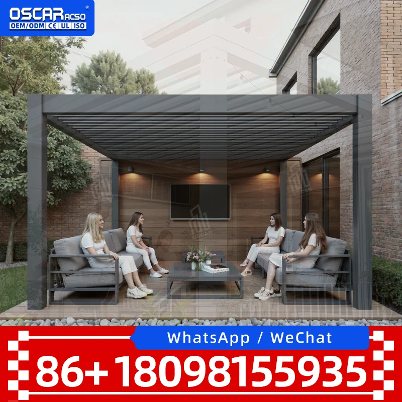Weatherproof Aluminum Outdoor Gazebo with Concealed Motor for Gardens Patios Backyards pergola