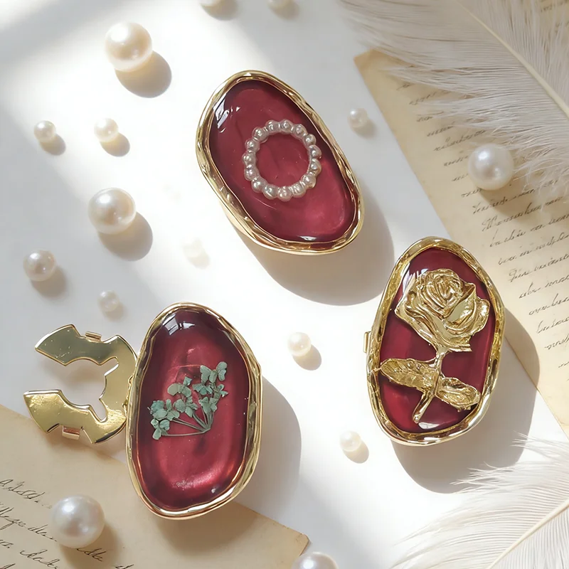 Lot de 3 Cache-boutons décoratifs en alliage, motif fleur rouge, haute qualité, pour vêtements DIY et manches de chemise