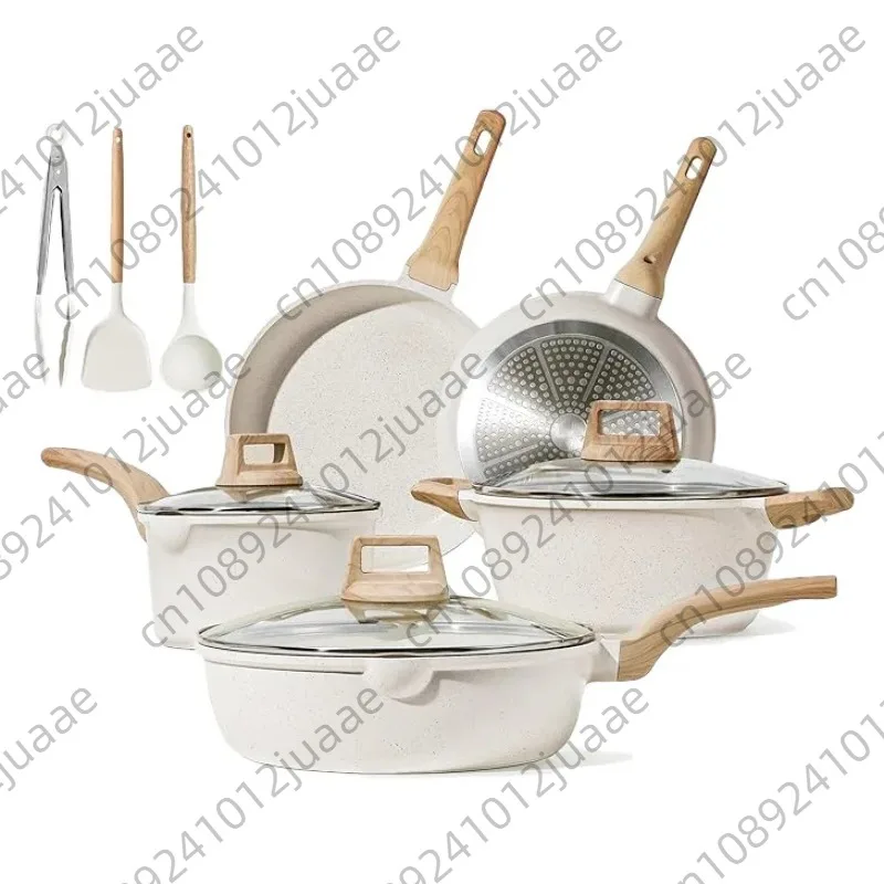 Granite Non-stick Pan Set Flat-bottomed Soup Pan, Full Set of Household Frying Pans