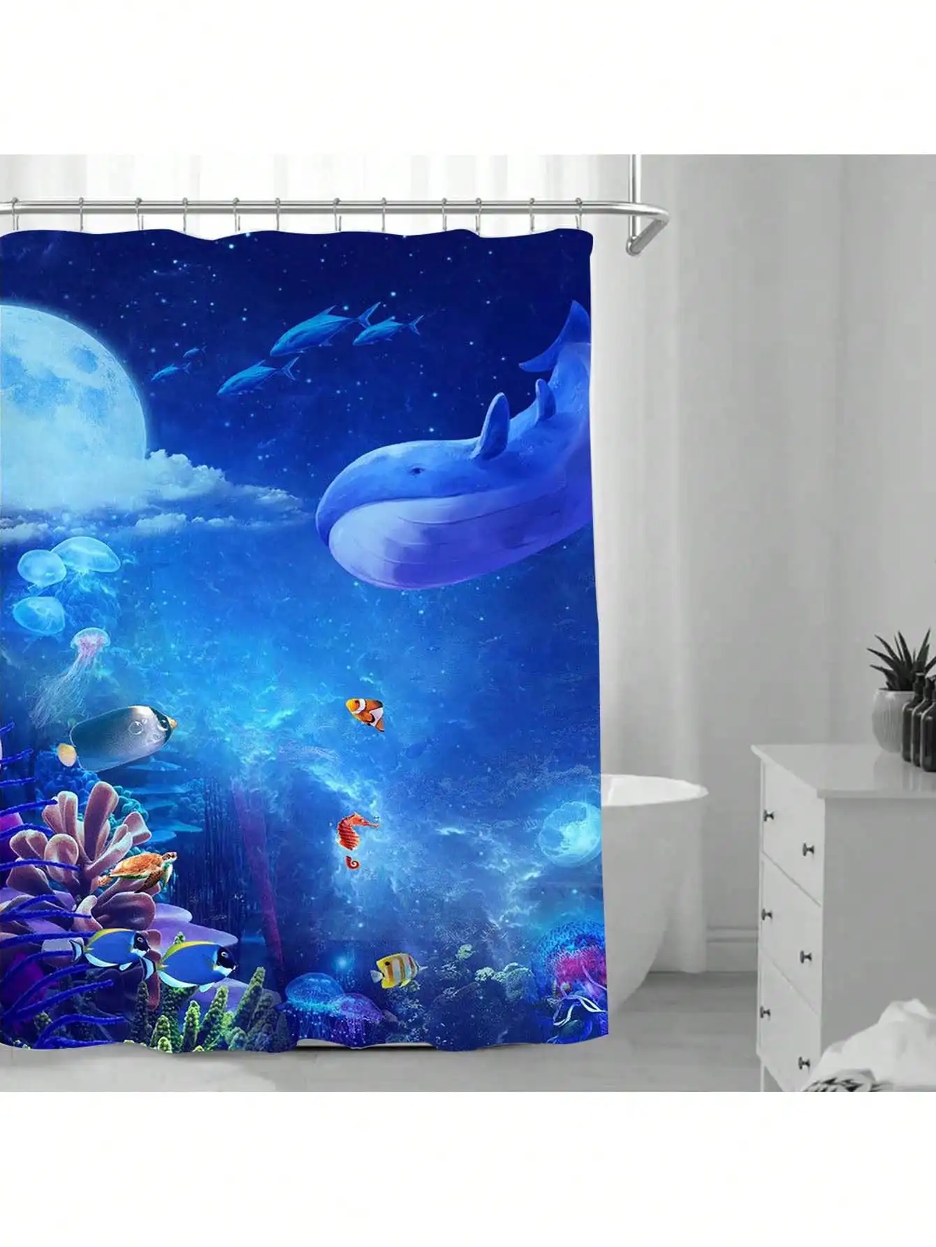 Rideau de douche Ocean Dream : abrasse le design vibrant, tissu doux et vibrations sous-marines pour votre salle de bain tranquilique