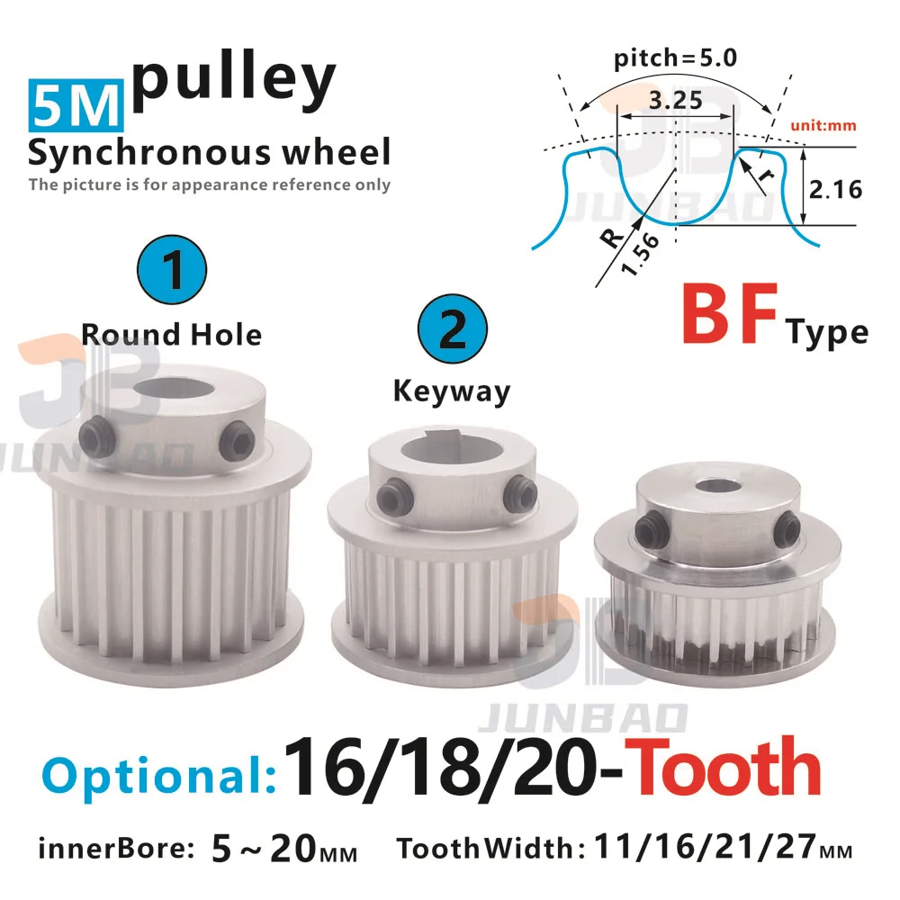 

5M Timing Pulley 16T 18T 20T Aluminum Alloy Synchronous Wheel - High Precision for 3D Printer/CNC/Industrial Machine 5-20 Bore