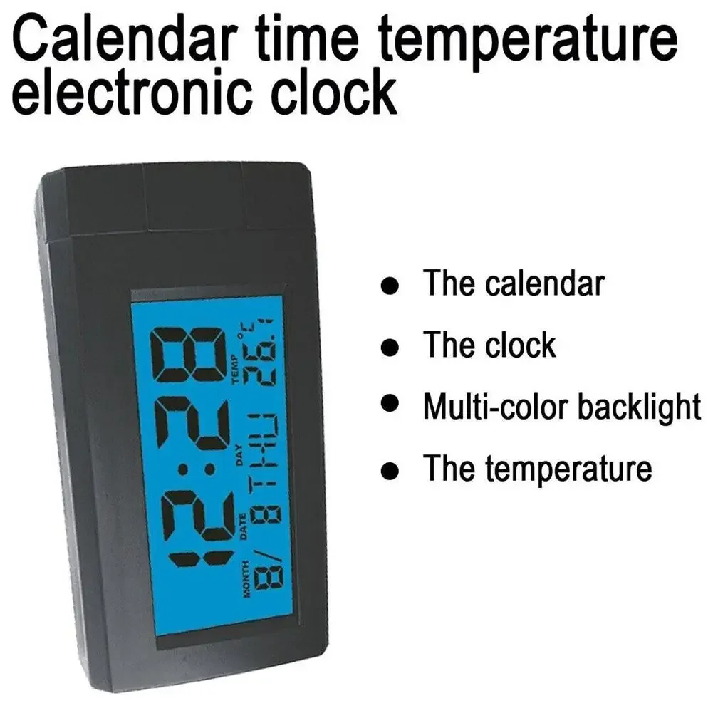 Car Digital Dashboard Clock and Thermometer Electronic Clock for Dash 3 Colors Luminous Backlight Car Interior Accessories