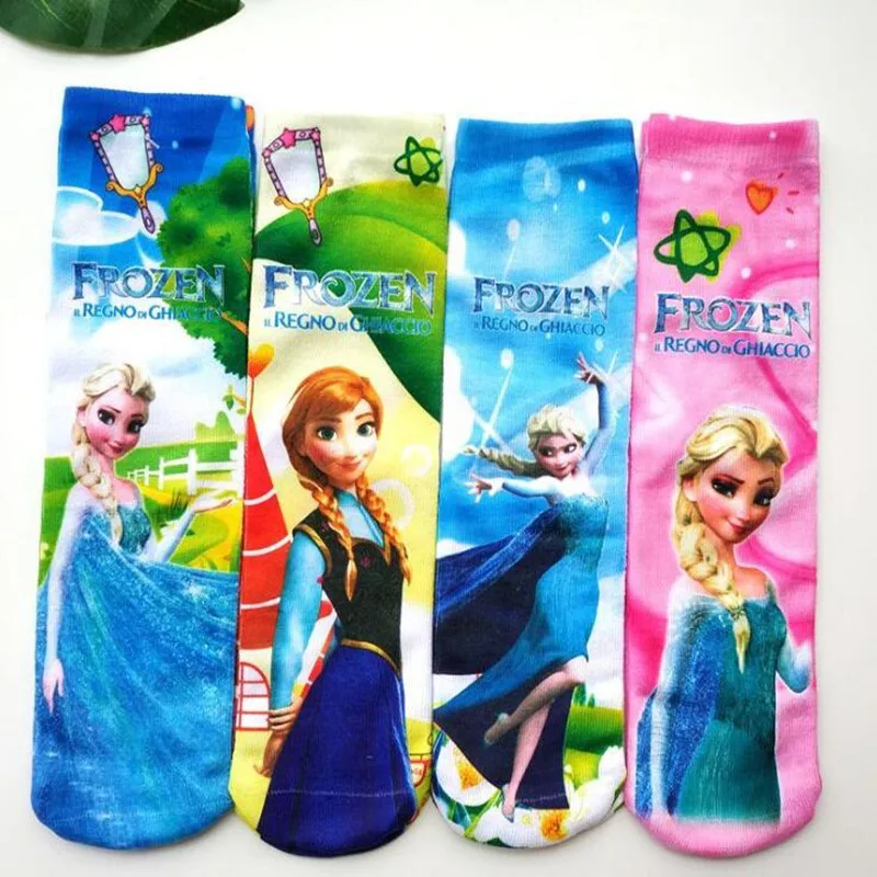 Hot Toys Cartoons Design Kids Mid-Length Socks Frozen Elsa Anna Sofia Princess Cars Mickey Children Favorite Socks Party Favors