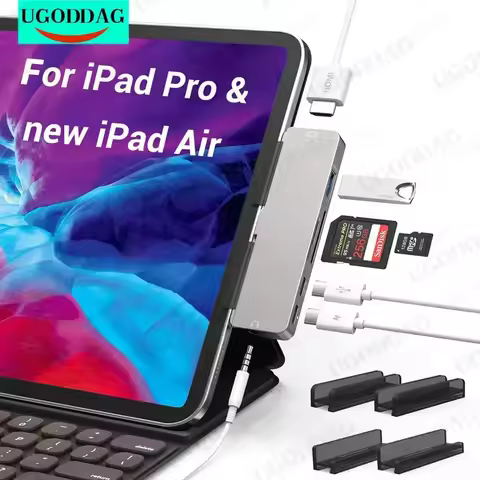 USB-C Hub Adapter for iPad Pro and iPad Air with HDMI, PD, Card Reader and Audio Jack — Best compact iPad-first adapter with audio jack wording