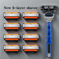 ​​Luxury 6-Blade Safety Razor – Smooth Gliding Shave, High-Quality Metal Handle, Easy Blade Replacement, Ideal for Wet Shaving
