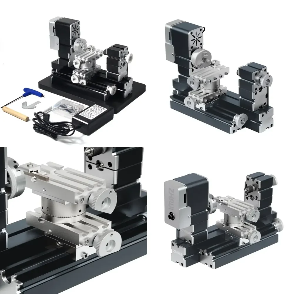 2026 High Power 60W Mini Metal Rotating Lathe Machine Tool with Base for Wood Soft Metals Plexiglass Plastic DIY Hobbyist CNC
