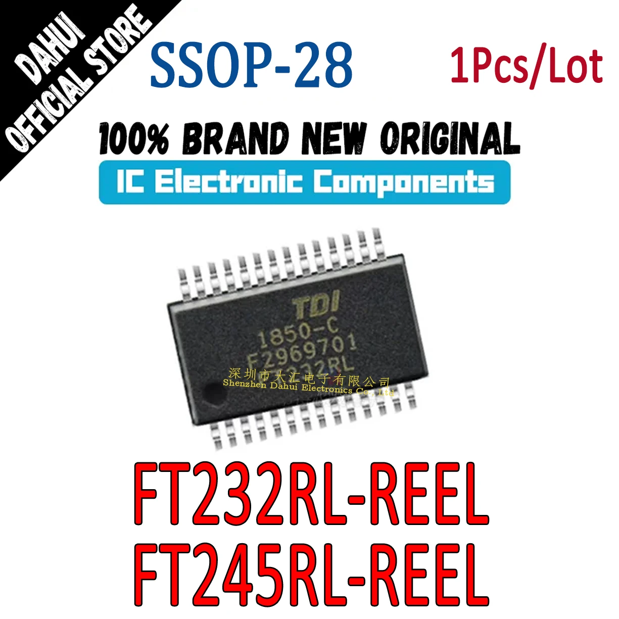 

Quality Brand New FT232RL-REEL FT245RL-REEL FT232RL FT245RL FT232 FT245 IC USB Chip SSOP-28