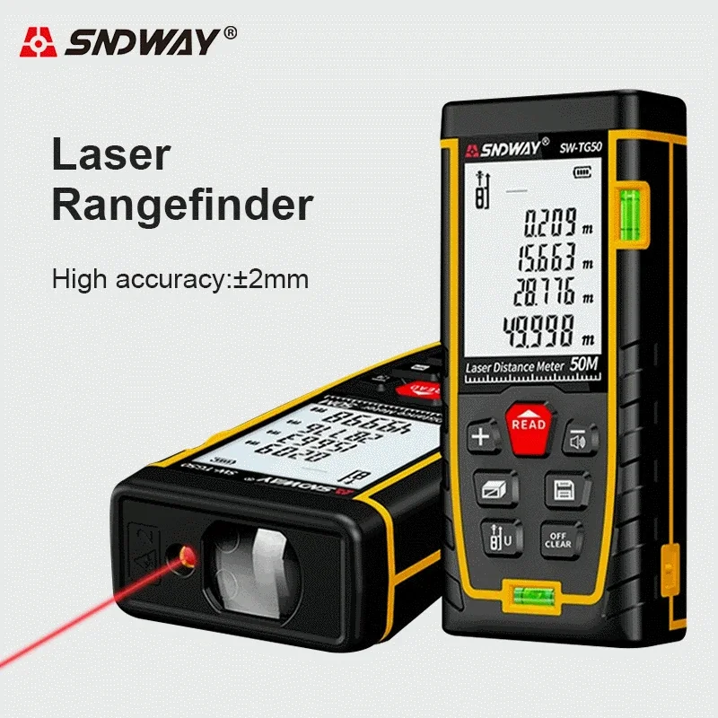 Latest SNDWAY SW-TG50 Laser Distance Meter 50M 70M 100M Rangefinder Trena Laser Tape Range Finder Build Measure Device Ruler Tes