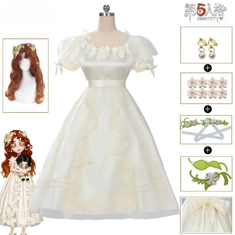Костюм для косплея Identity V для маленьких девочек, парик Eurydice Memory Alice, платье с бантом, заколки для ушей, реквизит для женщин и девочек, событие на Хэллоуин