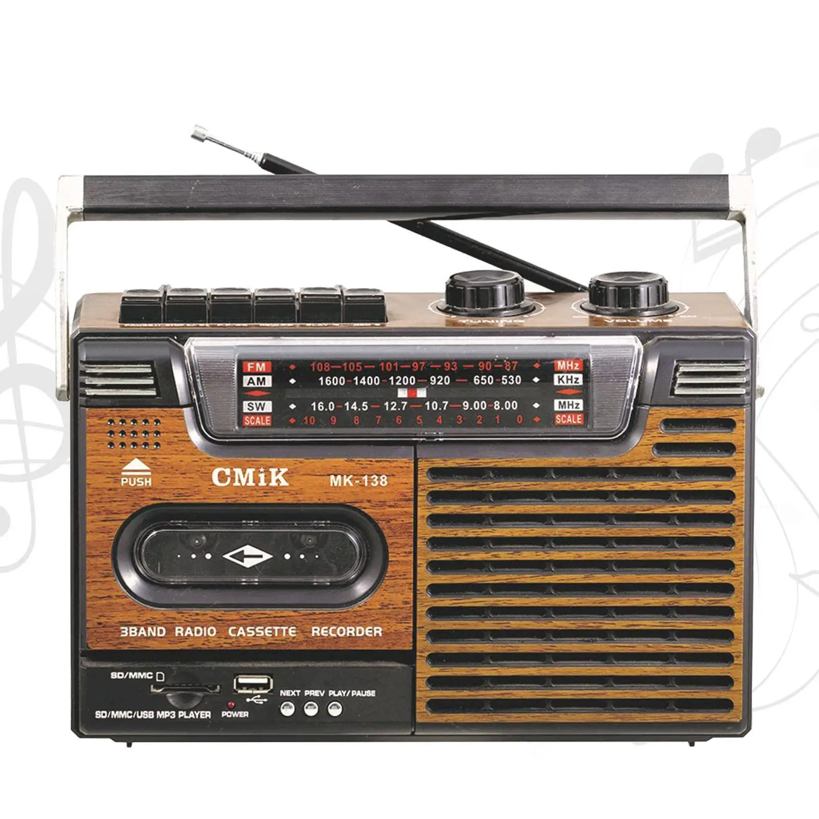 Cassette Player with Handle Gifts Good Sound Quality Stereo Sound Multifunctional Tape Player for Music Home Language Learning