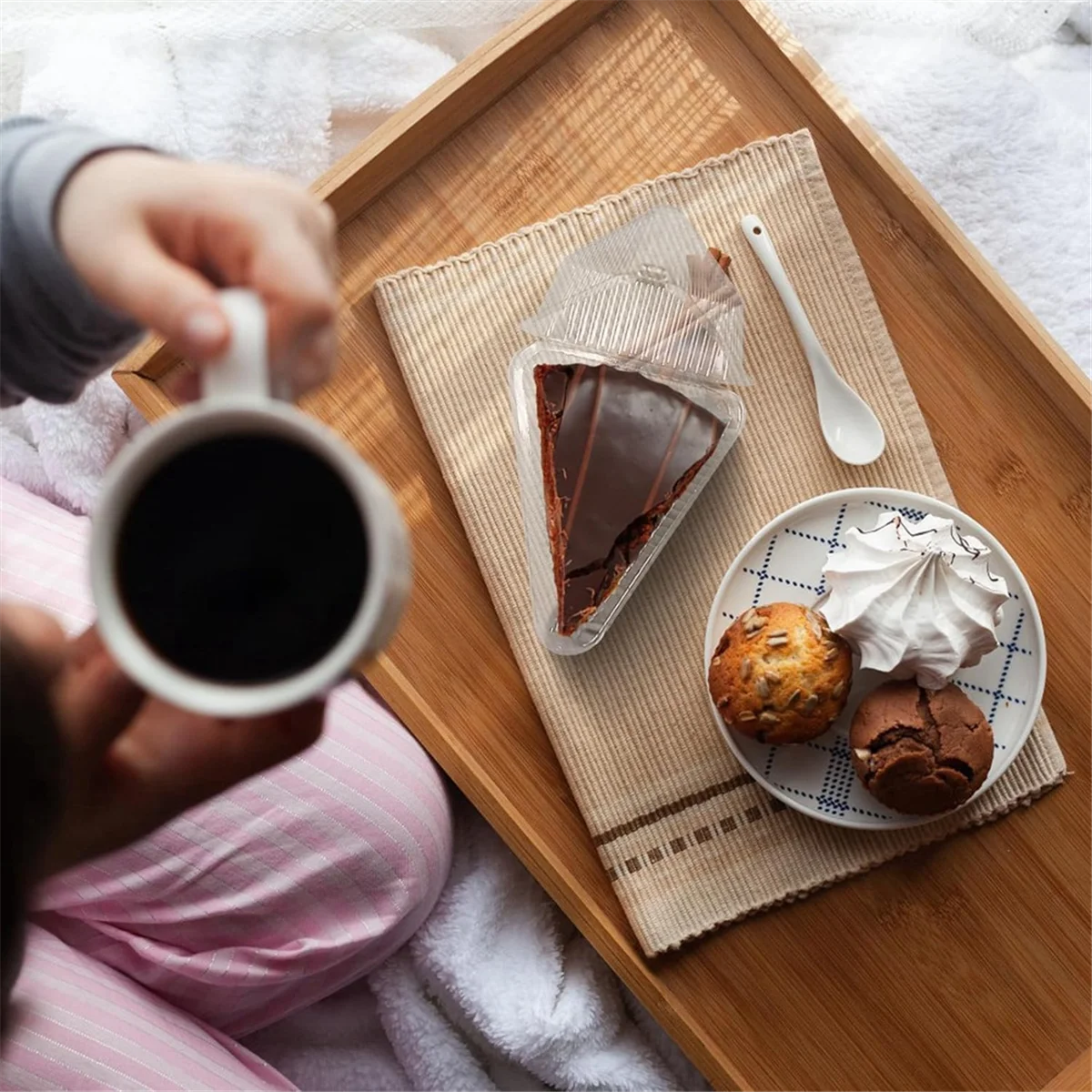 B60A50Pcs Cake Slice Containers with Hinged Lid,Disposable Pie Slice Boxes,Individual Cheesecake Containers,Cake Carriers