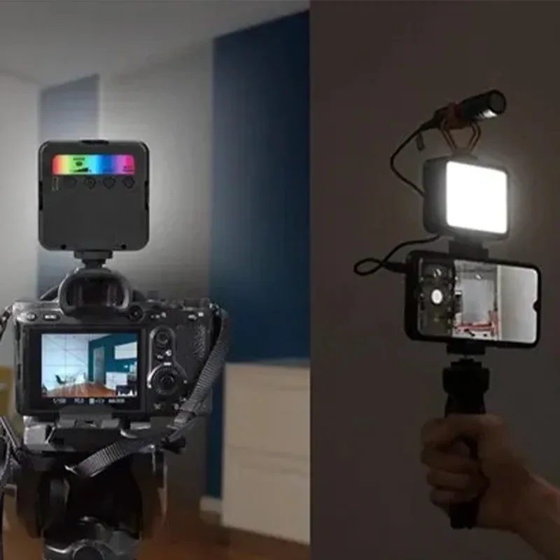 المحمولة كامل اللون RGB LED الفيديو الضوئي 2500K-7000K 800LUX البسيطة ملء 3 الحذاء البارد 1800mAh نوع C كاميرا الجيب الحذاء الساخن الخفيفة