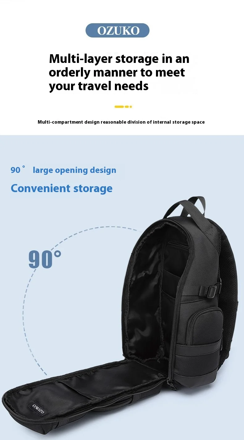 OZUKO Crossbody Bag Large Capacity Shoulder Bags for Male Waterproof Chest Bag Tactical Sling Messenger Bags Men Outdoor Sports