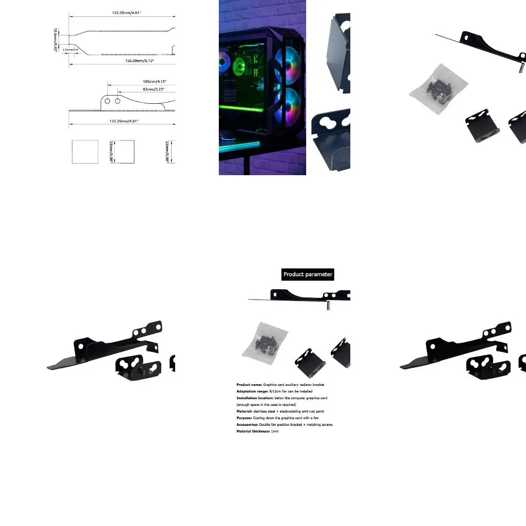 1 Set Dual Fan Mount Rack PCI Bracket for Video Card DIY 8/9/12cm Radiator
