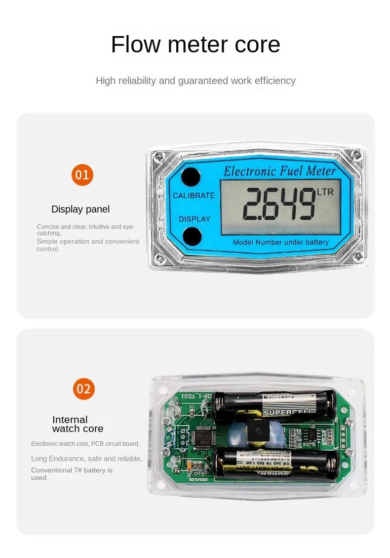 Digital Turbine Flow Meter For Measuring Gasoline Diesel Kerosene Water Sensor PCB Electronic Indicator