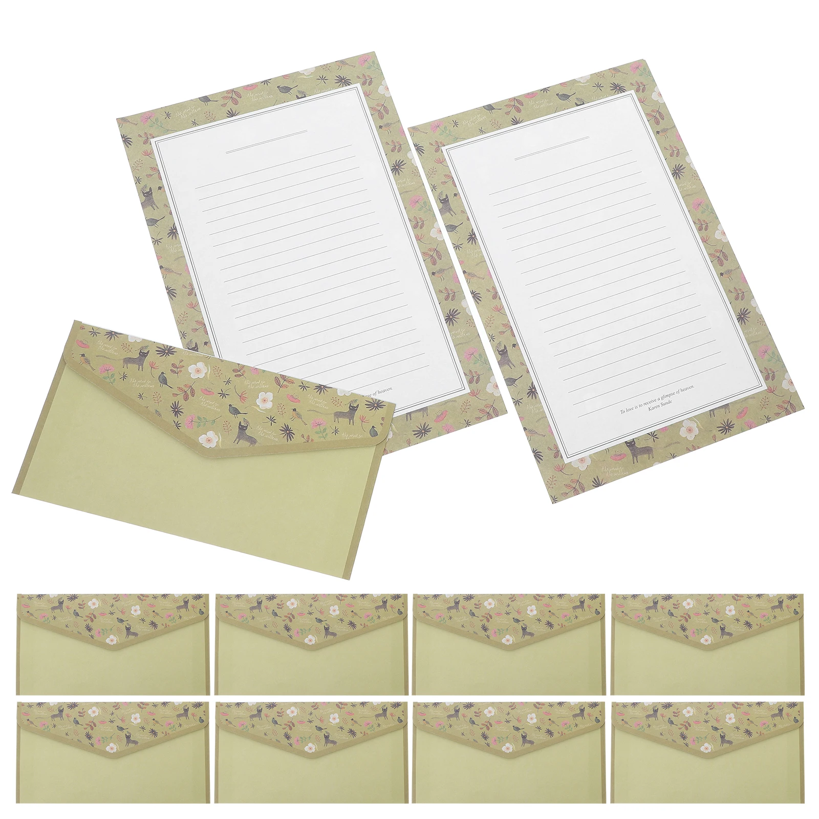 

1 Set Vintage Floral Lined Stationery Writing Paper Envelope Set Elegant Letter Kit Wedding Baby Shower Thank You Notes Chinese