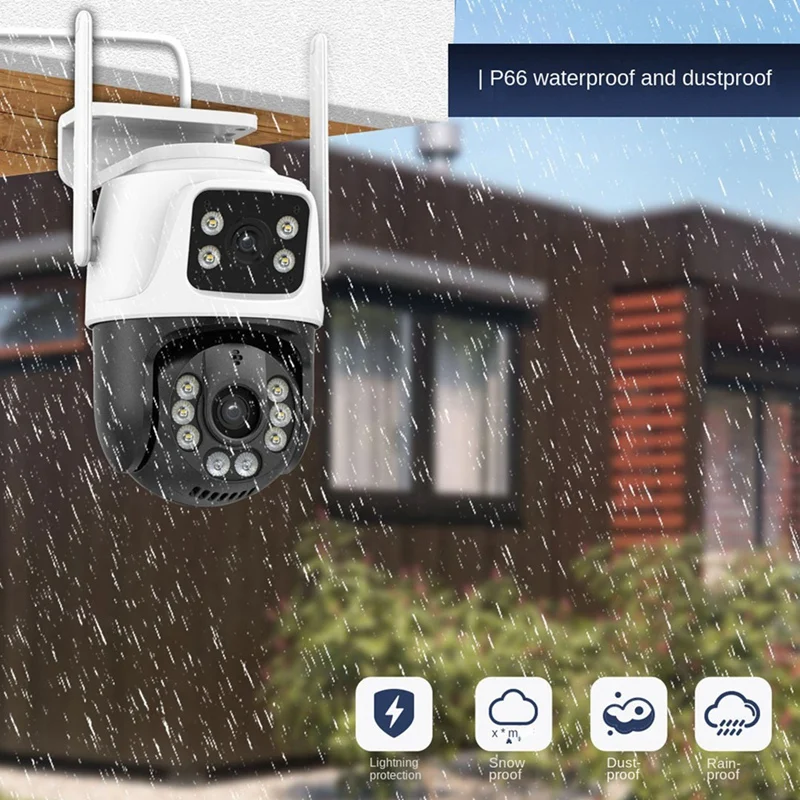 

IP Camera WIFI Camera 6MP HD Pair Lens Outdoor Ai Tracking Audio Security CCTV Camera US Plug