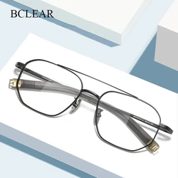 BCLEAR Men Women Classic Square Glasses Optical Frame Pure Titanium Luxury Double Bridge Prescription Eyeglasses Frames Eyewear