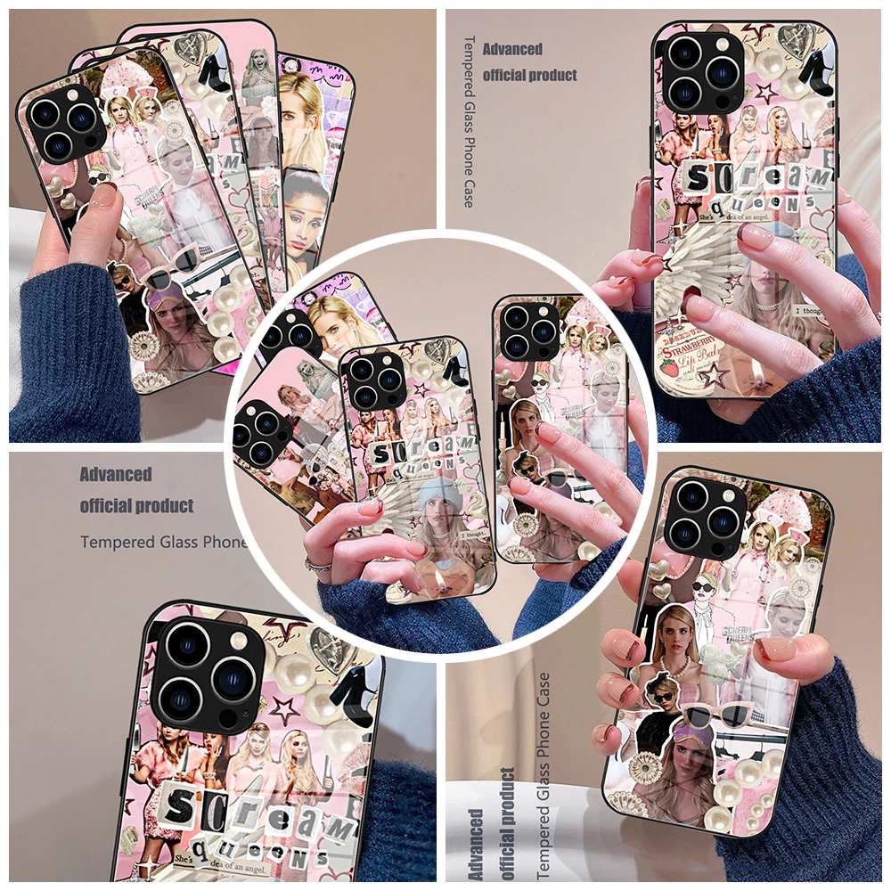 For IPhone 15 Campus Terror Scream Queens Phone Case Glass for IPhone 13 14 12 11Pro XR XS MAX 14 Plus SE Pro Design Glass Cover