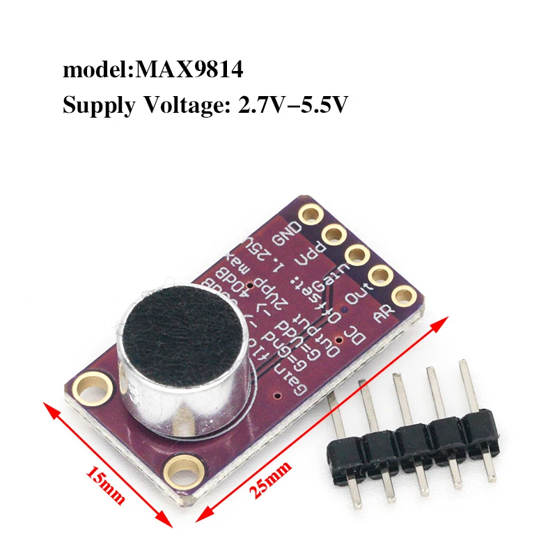 Amplificatore per microfono a elettrete Modulo stabile MAX9814 Controllo automatico del guadagno MAX4466