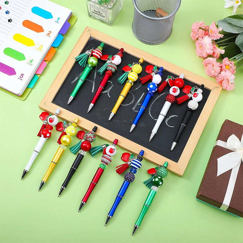 ปากกาลูกปัดพลาสติกปากกาบอลพอยท์60ชิ้นปากกาลูกปัด DIY สำหรับสำนักงานโรงเรียนผู้หญิงเด็กนักเรียนของขวัญ