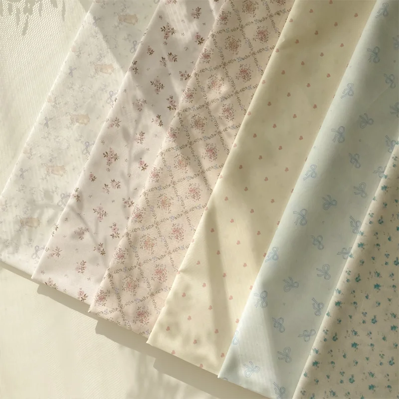 

Cotton Polyester Fabric Floral Plaid Stripes Cute Soft Shirt Dress Bed Sheet Pillowcase Handmade DIY Fabric