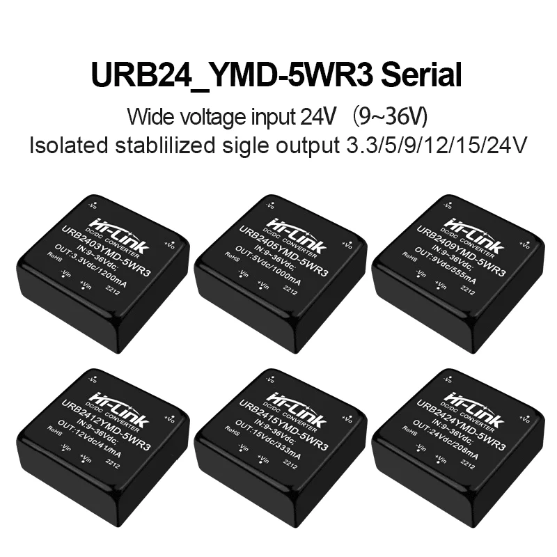 Through Hole PCB Mount Galvanic Isolated Buck Unit URB24xxYMD 5WR3 Up To 90 Efficiency 1mS Ultra Fast Startup Standard Pin Speci