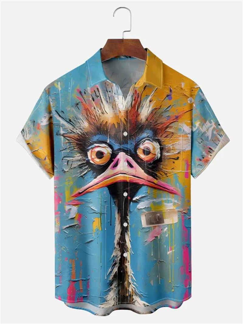 Funny Cartoon Animal Men's Shirt 3D Print Hawaiian Short-sleeved Tops Summer Casual Women/Men's Clothes Street Fashion Shirts